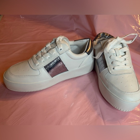 INC International Concepts Shoes - White Sneakers with Silver Accent